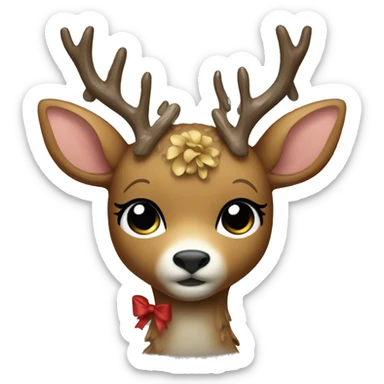 rain deer with bow sticker