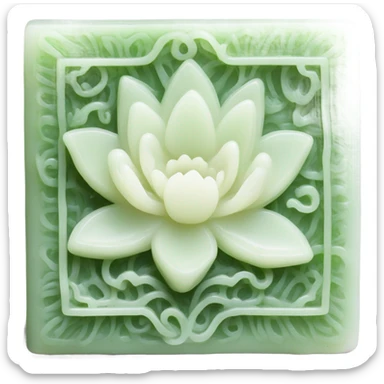 A whole white Rectangle Chinese style water-lily-patterned jade ornament sticker
