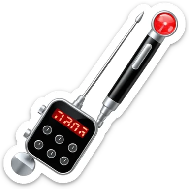 the neuralyzer from Men in Black movies; a pocket sized, extendable silver probe with a red light at the tip and 3 small black dials in the extended part sticker
