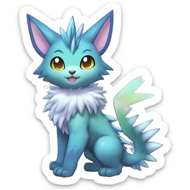 Anthro Scalie Spiky Cool Edgy Magical Shiny Colorful Pastel Sparkle Anime Chibi Fantasy-Animal-Fakémon-Pokémon-Hybrid Fur Sona Aesthetic Trending Style Full Body sticker