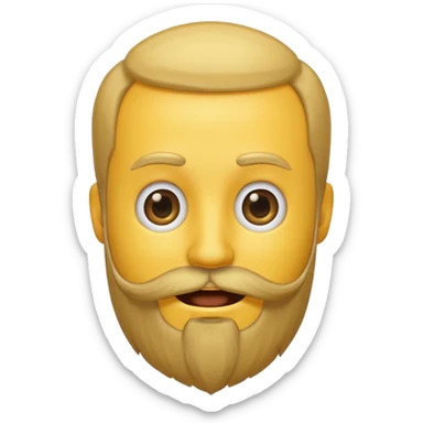 A yellow smiley emoji with a beard growing out of the top of his head, where his head hair should be. There is no beard on his face sticker