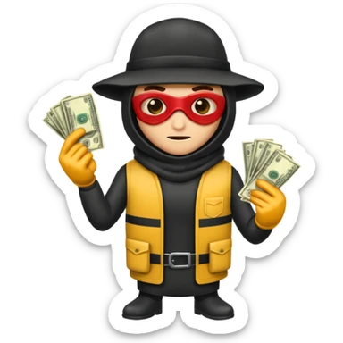 Robber with money na mão direita  sticker