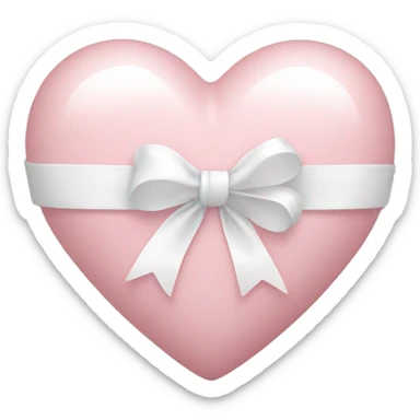 pale pink heart with white ribbon around it sticker