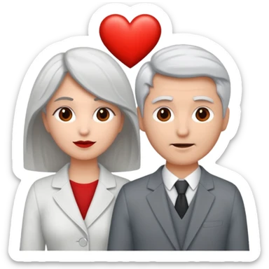 bonjour,
peux-tu générer un émoji d'un couple hétérosexuel, composé d'une femme blanche ayant les cheveux gris clair, accolée à un homme blanc avec les cheveux brun, le tout avec un cœur entre les 2 pour les lier
merci sticker