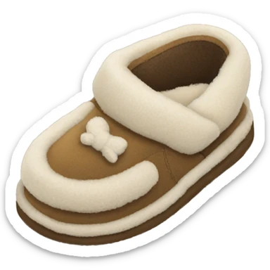 Create a pair of slippers with the brand UGG on it sticker