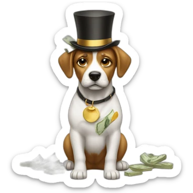 Rich dog money rain sticker
