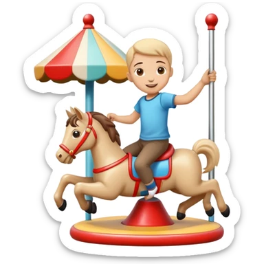 child spinning on a playground merry-go-round, cheerful and playful sticker