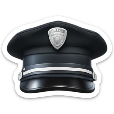 realistic black police hat with white alas-poor-Yorick logo sticker