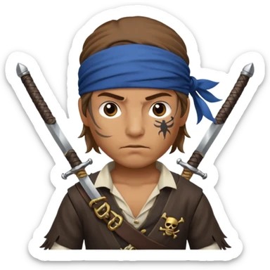 Pirate with two swords in two hands sticker