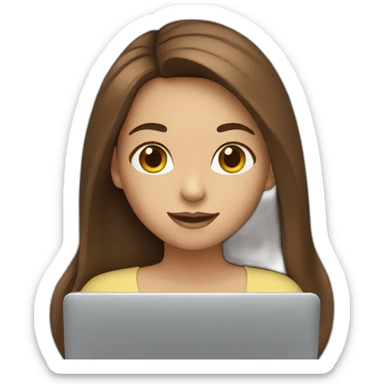 Girl with long brown hair and laptop sticker