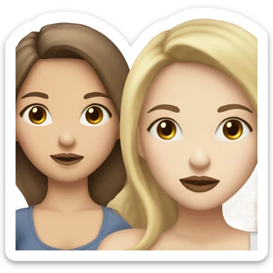 brunette brown hair white skin woman kissing blonde white skin woman sticker