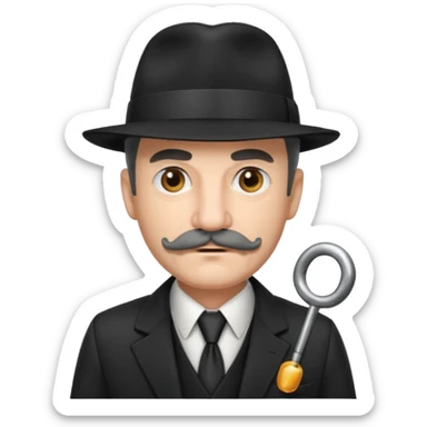 Mobster with Suit with grey mustach and hat sticker