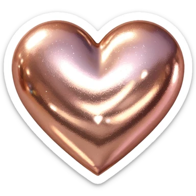 Edit the glittery gold color heart to a glittery rose gold color heart with a subtle gradient and no border. Keep the background transparent. Maintain the glittery texture and subtle gradient effect in rose gold tones sticker