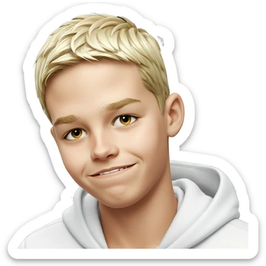blonde boy in white hoodie sticker