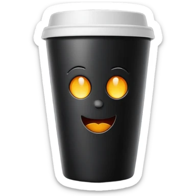 takeaway coffee cup black with black lit sticker