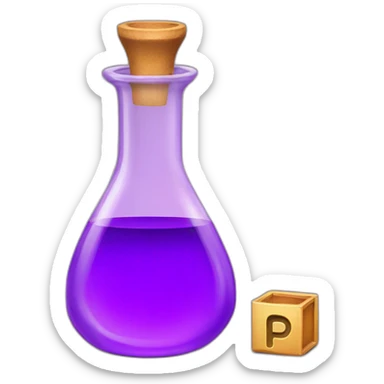 purple potion flask with the letter p written on it sticker