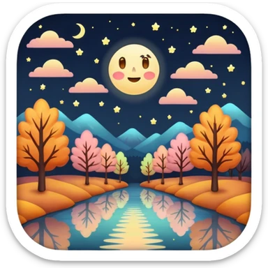 soft pastel autumn night lights sticker