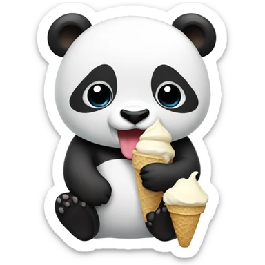 Panda eating ice cream sticker