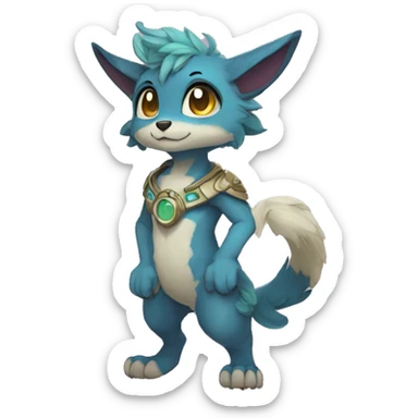 Anthro cool cute kawaii LiLaiRa-Modern-Vernid-Fakémon Full Body sticker