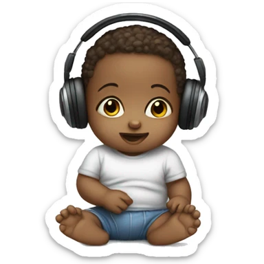 Baby listening to music sticker