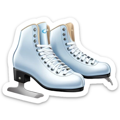 An icon showing a pair of elegant figure skates placed on the smooth, sparkling ice of a grand ice arena. The rink is surrounded by cheering spectators and soft arena lights, creating a beautiful, dynamic atmosphere. Transparent background highlights the grace and beauty of figure skating. sticker