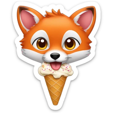 Red fox eating ice cream  sticker