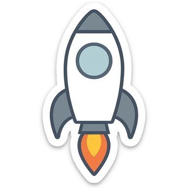 simple rocket ship, clean and minimalistic, general style sticker