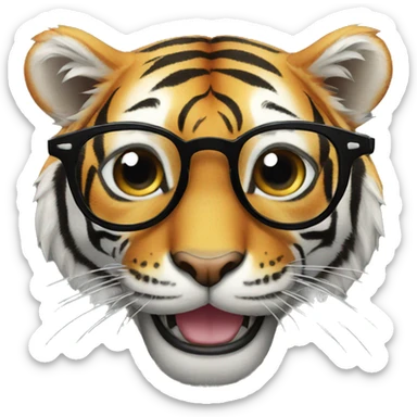 tiger smiling with black glasses sticker