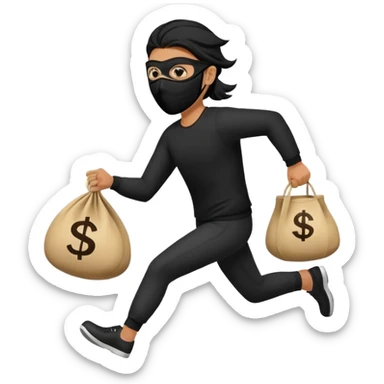 Thief running away with money bag  sticker