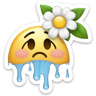 Crying emoji but instead of tears flowers pouring down  sticker