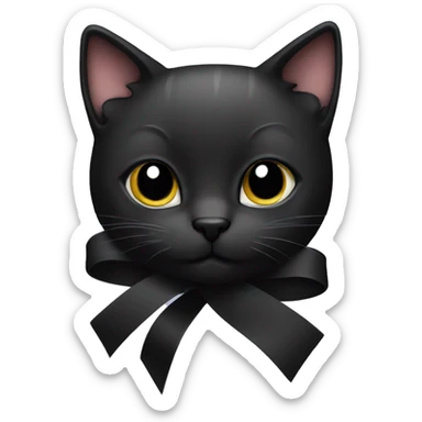 black ribbon kitty sticker
