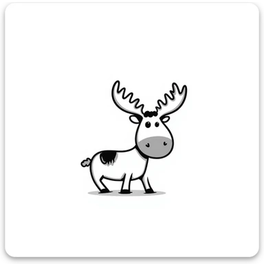 Hand drawn doodle style moose sticker