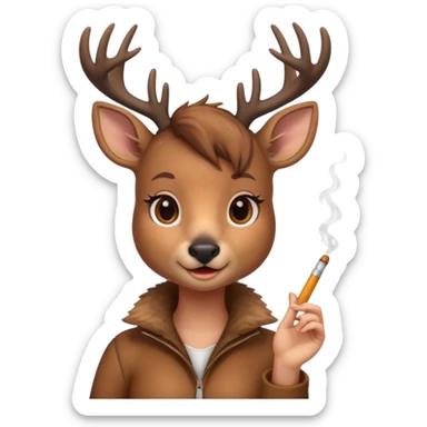 Cute female deer with cigarette sticker