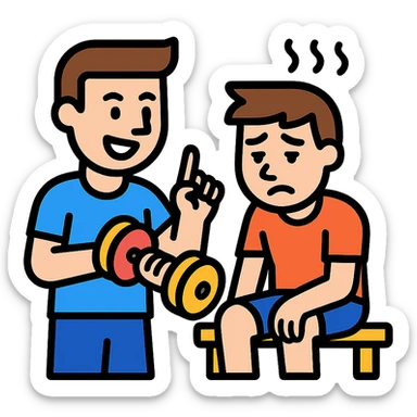 One sportsman encourages the other one, to do a workout and stop being lazy
 sticker