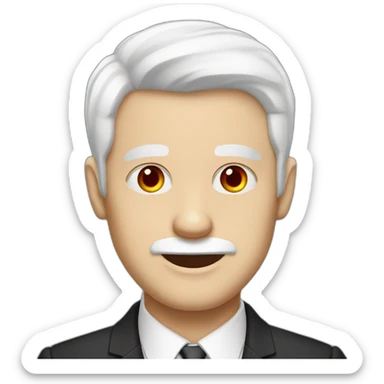 senior Boy, red eyes, White haircut, pale-skin, dark suit sticker