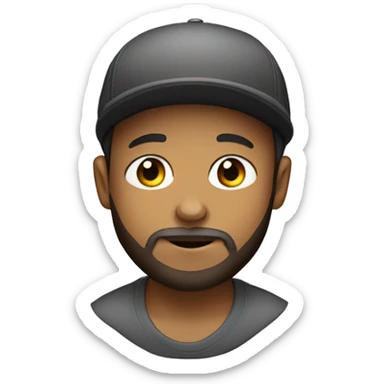 boy with beard on his cheeks and backwards cap sticker