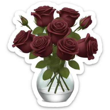 Burgundy roses in transparent vase sticker