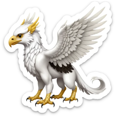 Albino white-furred Gryphon-Trico-griffin-chimera-hybrid, full body sticker