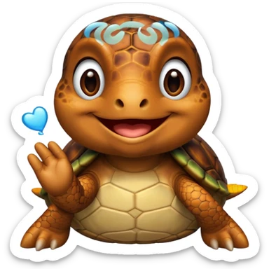 turtle blowing a kiss sticker