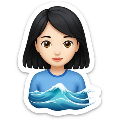 wave black hair girl 2 sticker