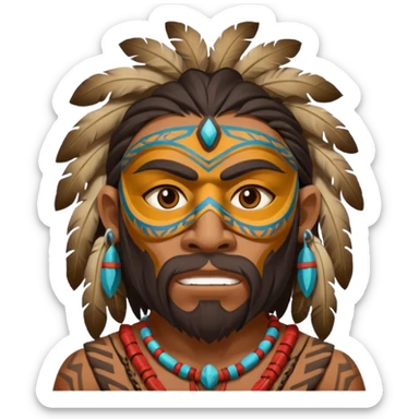cave man with ritual mask sticker