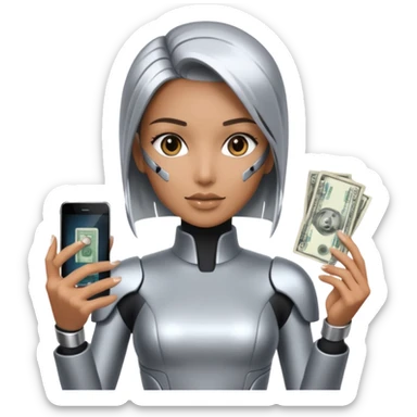 cyber punk holding money and phone sticker