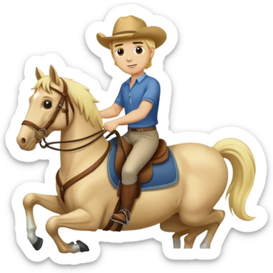 Blonde guy riding a horse  sticker