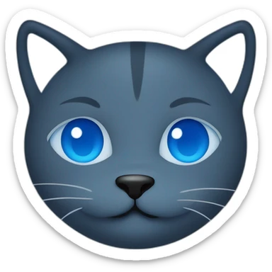 Blue simplistic sketch of a cute cat face sticker