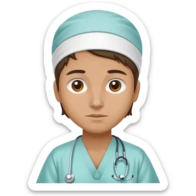 patient wearing a hospital gown, neutral expression sticker