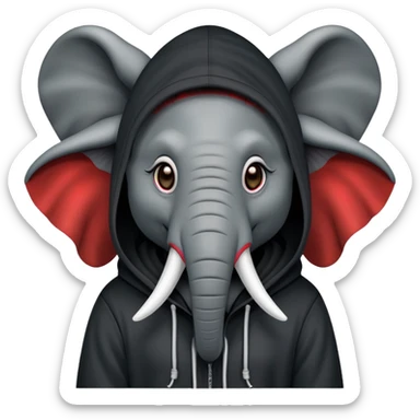 satanic elephant in black hoody sticker