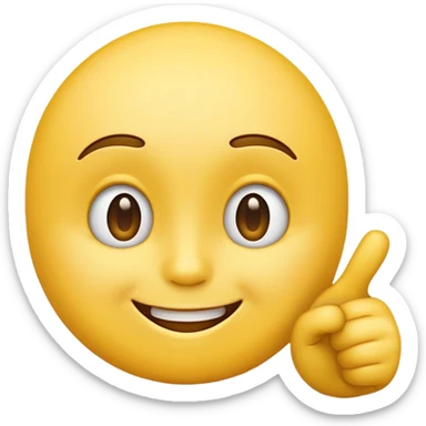 A normal smiling, not realistic looking, yellow emoji like the basic iPhone ones pointing to its head like it has a great idea sticker