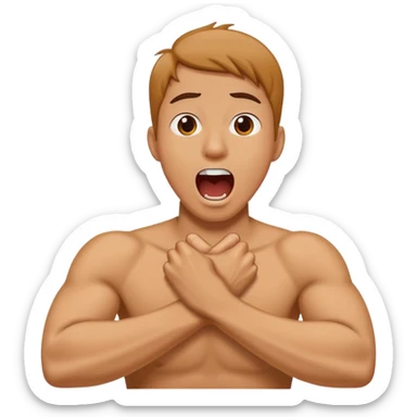 arms crossed holding neck screaming sticker