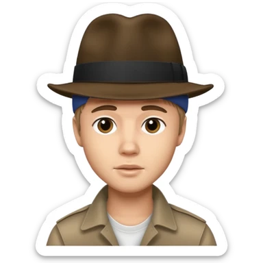 Justin Bieber with a fedora sticker