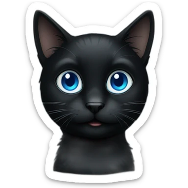 Black cat black fur with blue eyes  sticker